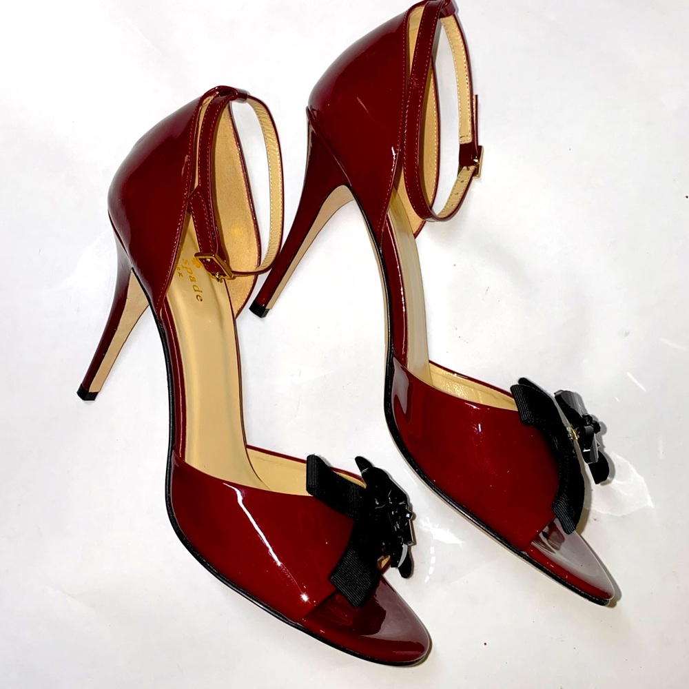 Kate Spade SILVY Patent Leather Ankle Strap Open Toe Heels - Size 9